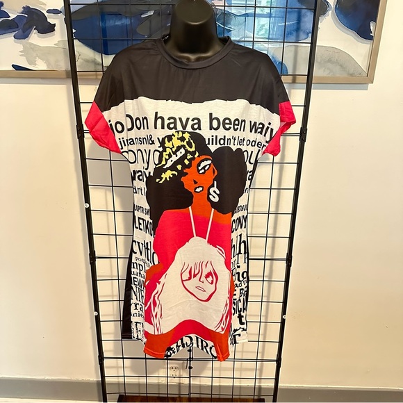 Pink Casual Graphic Print T-Shirt Mini Dress - Picture 7 of 8